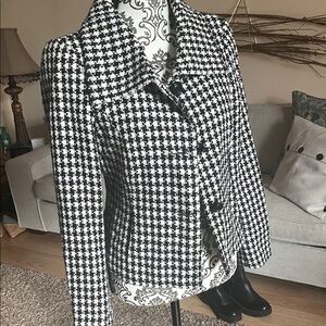Zara Black & White Houndstooth Blazer